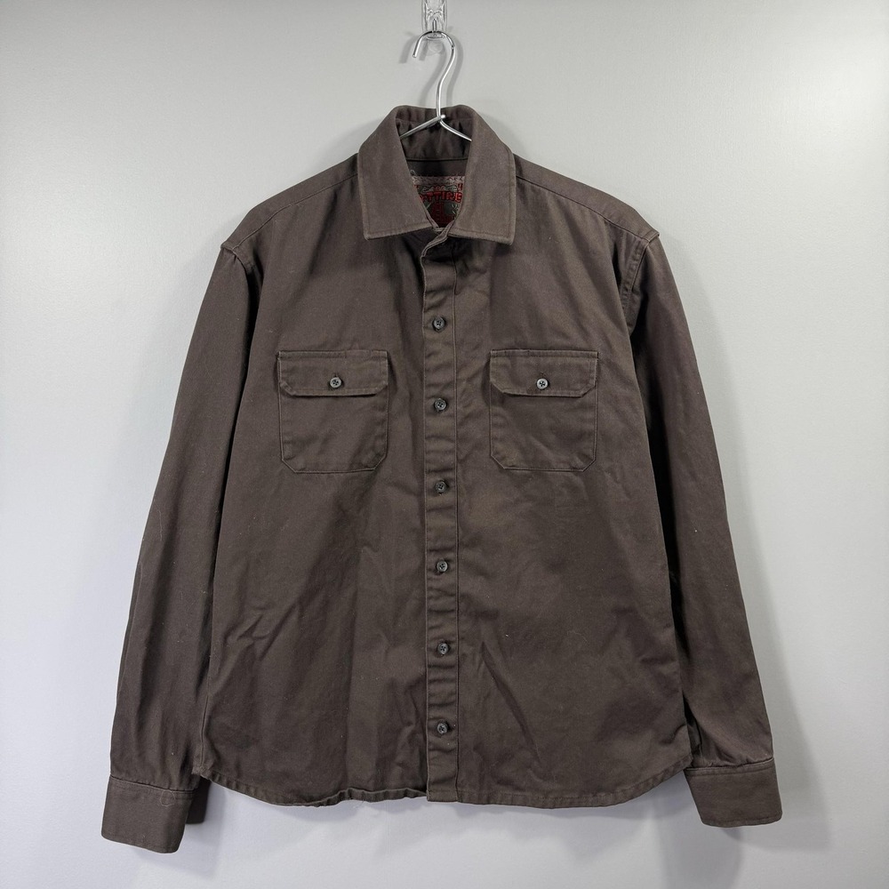 Attire Shirt Mens Small Brown Twill Long Sleeve Button Up Workwear Handmade USA